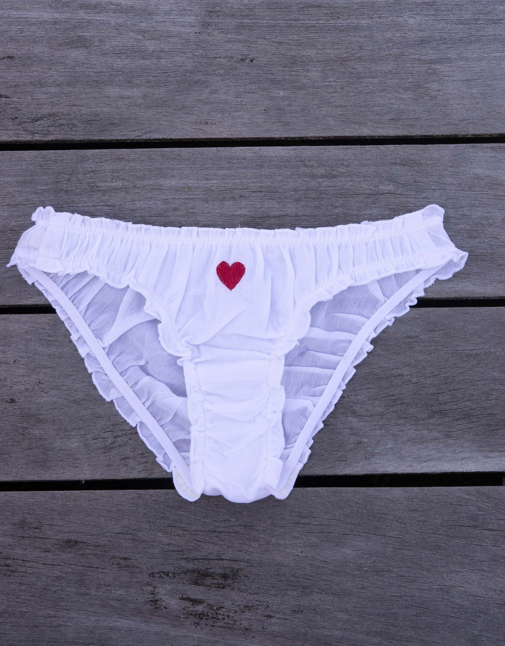 Personalized panties with small heart embroidered on the front